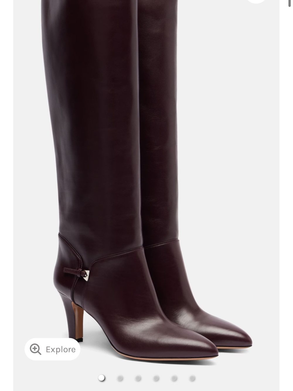 Paris Texas Tall Pointed-Toe Leather Boots in Burgundy